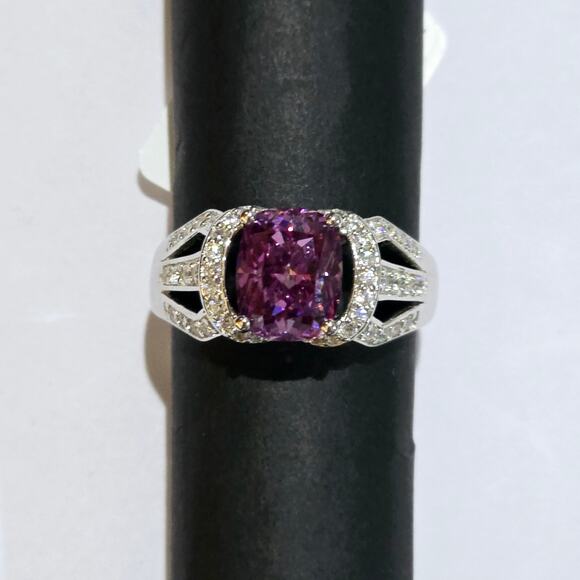 Bella Luce Rhodium over 925 SS Fancy Purple Swarovski Zirconia NWT 10 - Picture 2 of 5